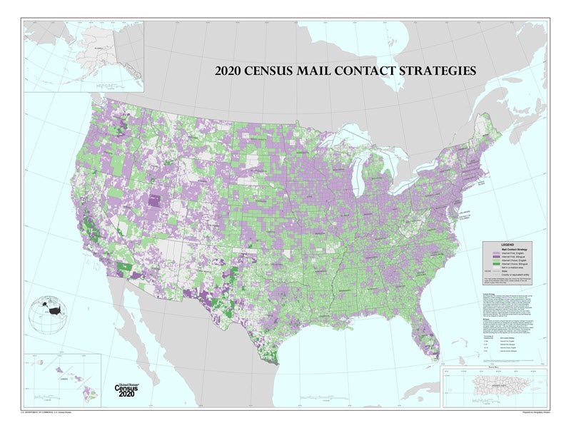 2020 Census Mail Contact Strategies Map