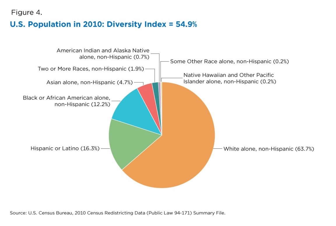 Figure 4. U.S. Population in 2010: Diversity Index = 54.9%
