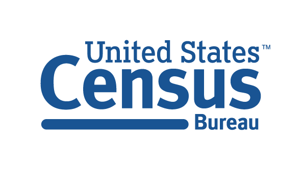 Blue text White background Census Logo
