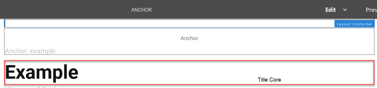 Example of Anchor and Title Core components on page