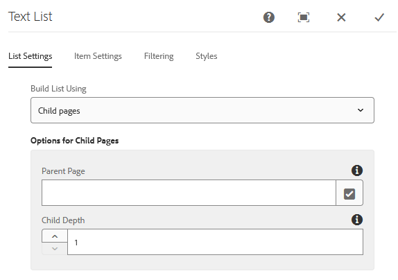 Text List Child Pages Text List Child Pages