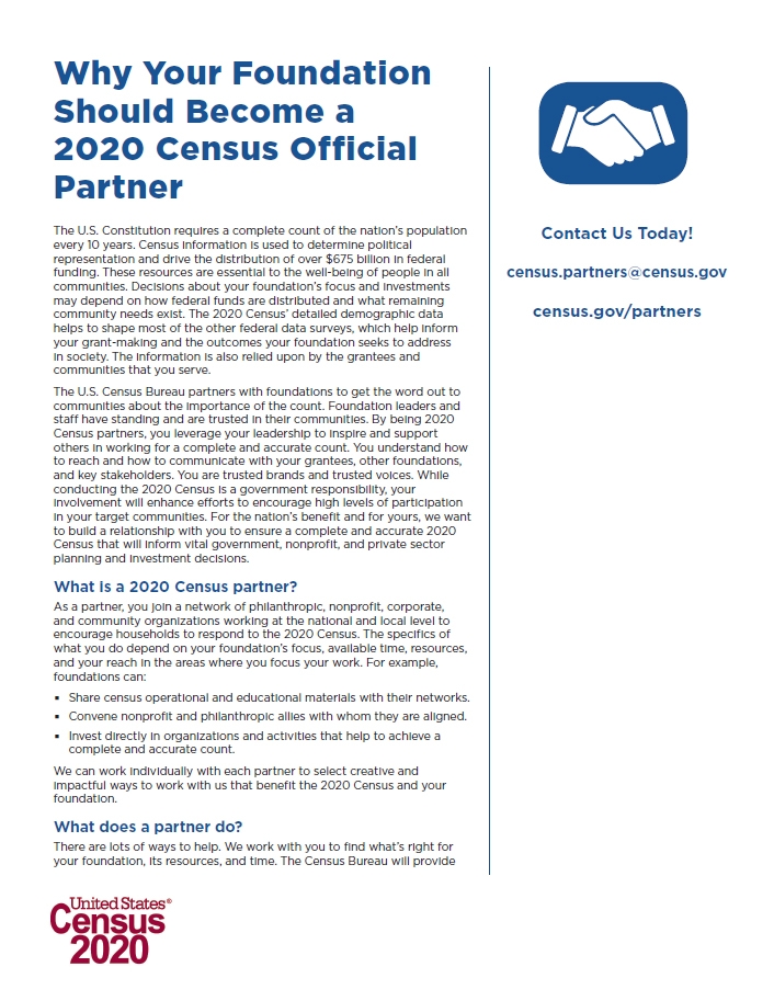Why Your Foundation Should Become a 2020 Census Official Partner