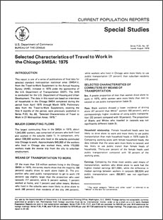 Selected Characteristics of Travel to Work in the Chicago SMSA: 1975