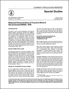 Selected Characteristics of Travel to Work in the Cincinnati SMSA: 1975