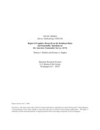 Report of Cognitive Research on the Residence Rules and Seasonality Questions on the American Community Survey