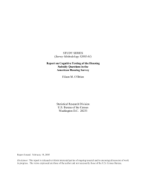 Report on Cognitive Testing of the Housing Subsidy Questions in the American Housing Survey