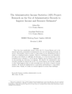 The Administrative Income Statistics (AIS) Project: Research on the Use of Administrative Records to Improve Income and Resource Estimates