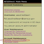 The Log In Screen in AESDirect