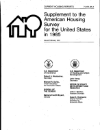 Supplement to the American Housing Survey for the United States in 1985