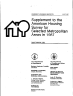 Supplement to the American Housing Survey for Selected Metropolitan Areas in 1987