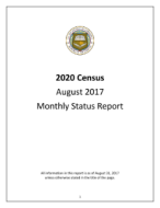 2020 Census August 2017 Monthly Status Report