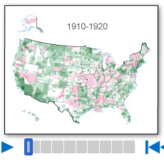 A thumbnail image icon for Population Change by Decade, 1910-2010