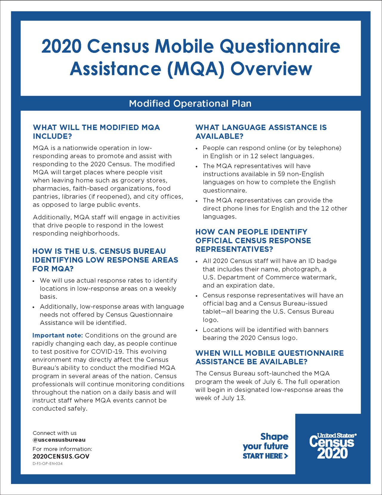 2020 Census Mobile Questionnaire Assistance Overview