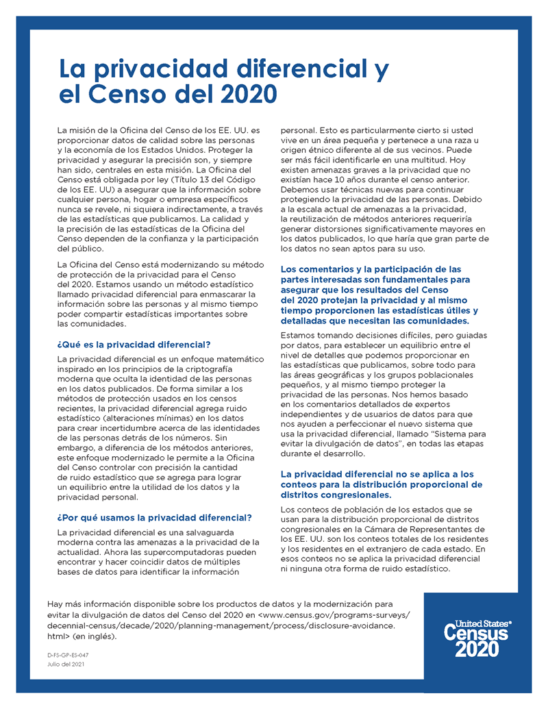 La privacidad diferencial y el Censo del 2020