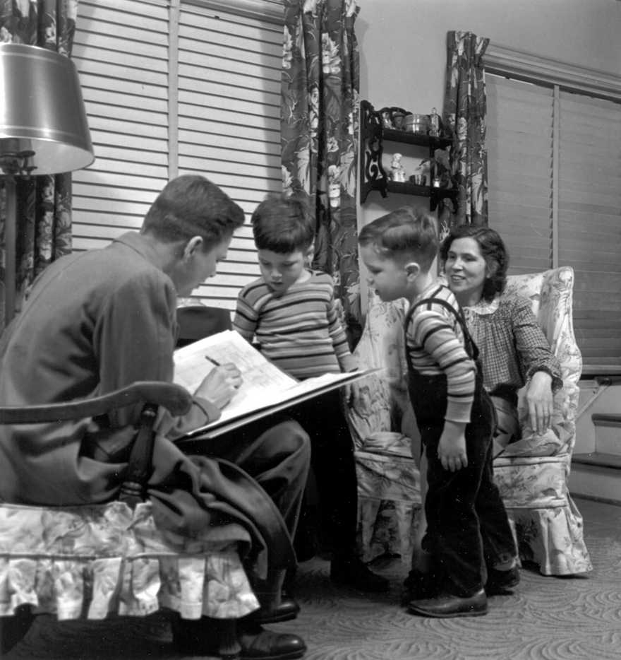 Interviewing a family for the 1950 census.