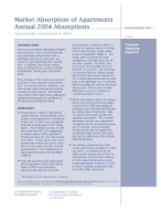 Market Absorption of Apartments Annual: 2004 Absoprtions (Completions in 2003)