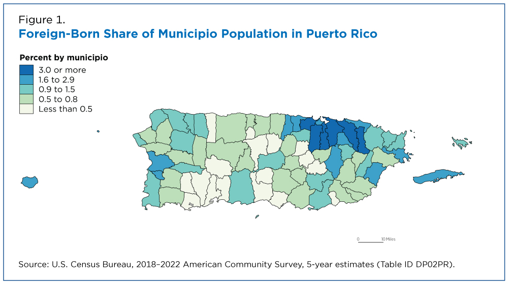 Figure 1. Foreign-Born Share of Municipio Population in Puerto Rico