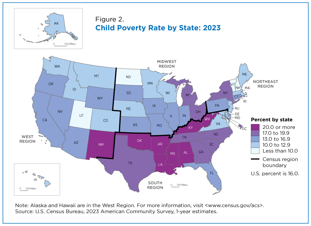 Figure 2. Child Poverty Rate by State: 2023