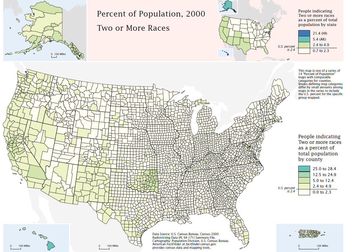 Percent of Population, 2000: Two or More Races