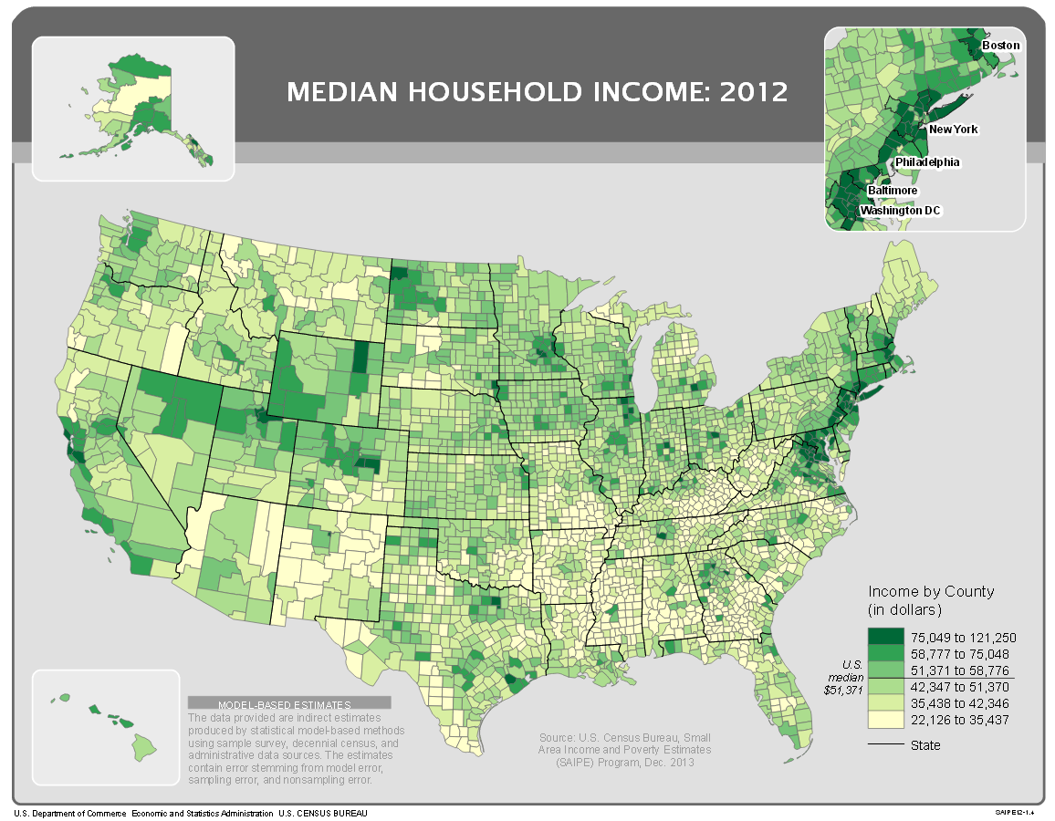 Median Household Income by County: 2012