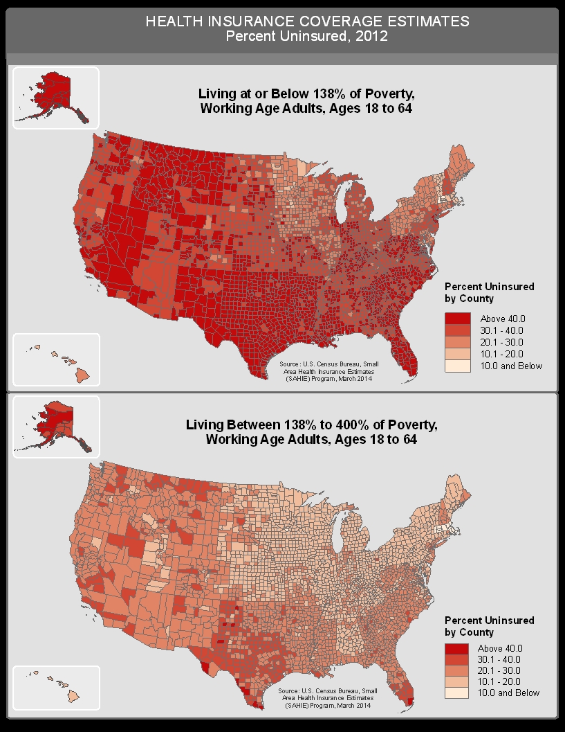 HEALTH INSURANCE COVERAGE ESTIMATES
Percent Uninsured, 2012 - By Poverty Level