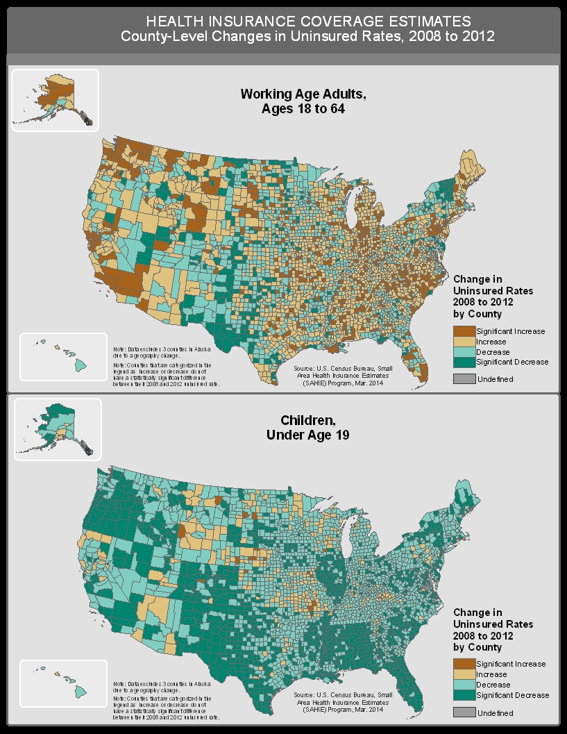 HEALTH INSURANCE COVERAGE ESTIMATES
County-Level Changes in Uninsured Rates, 2008 to 2012