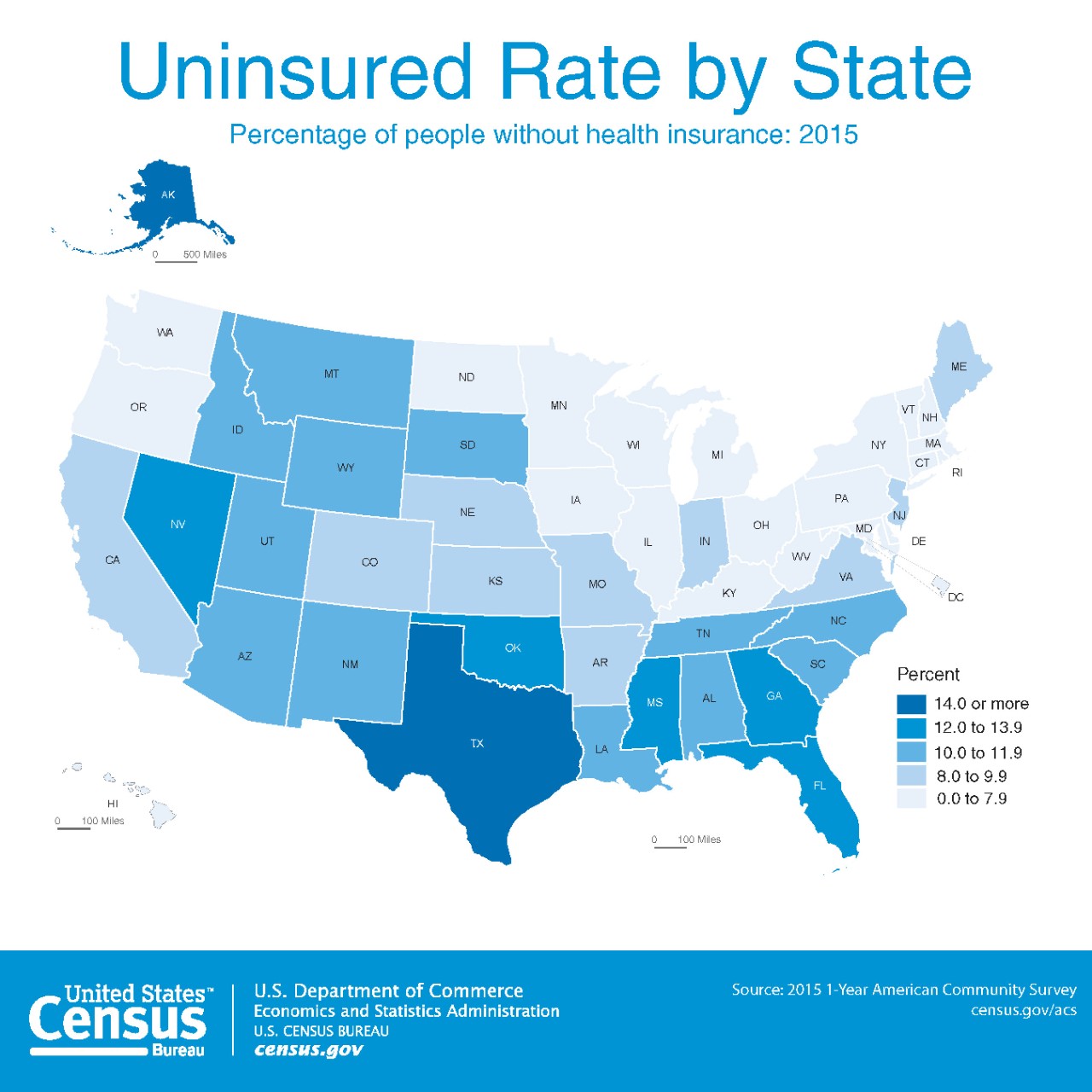Map: Uninsured Rate by State