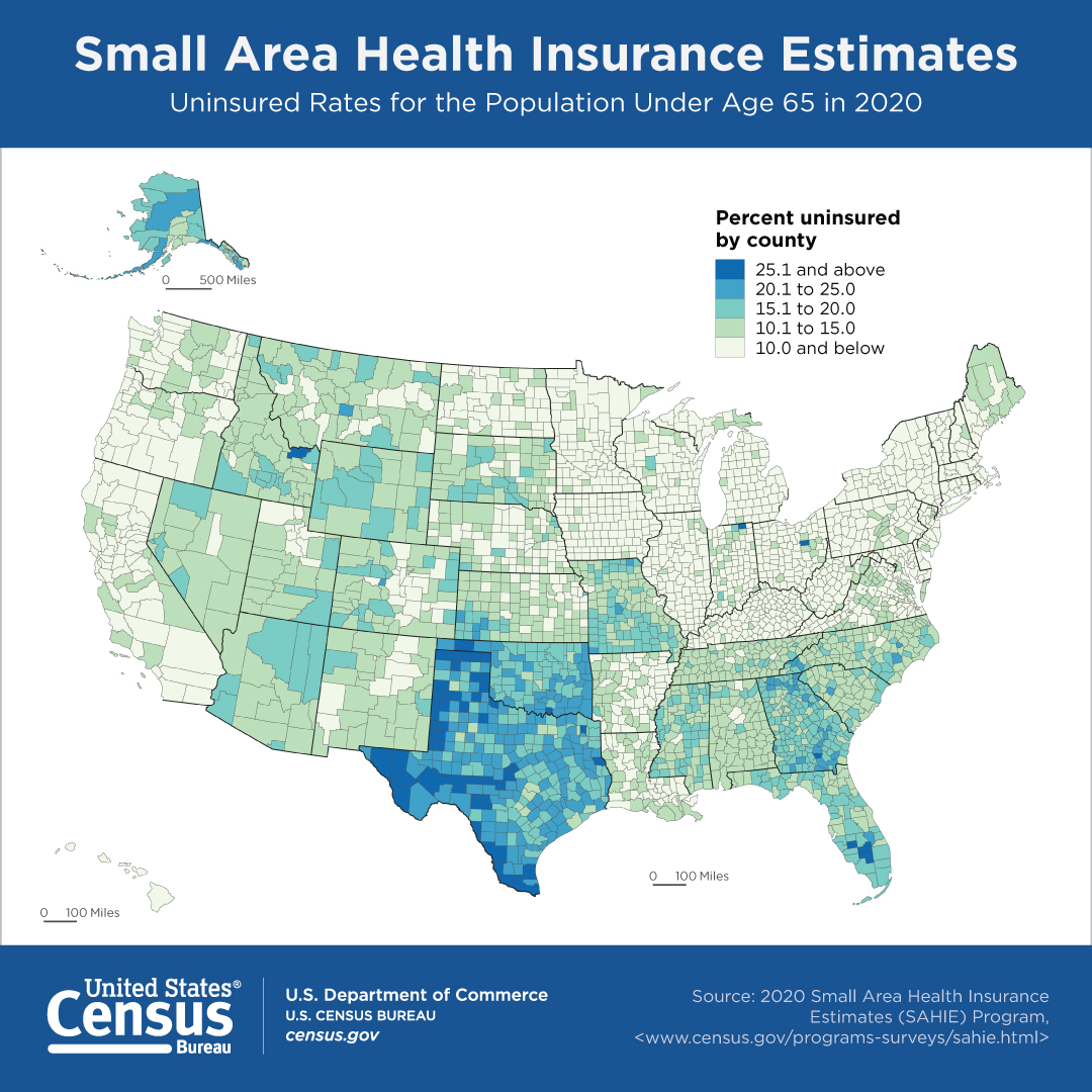 Small Area Health Insurance Estimates: Uninsured Rates for the Population Under Age 65 in 2020