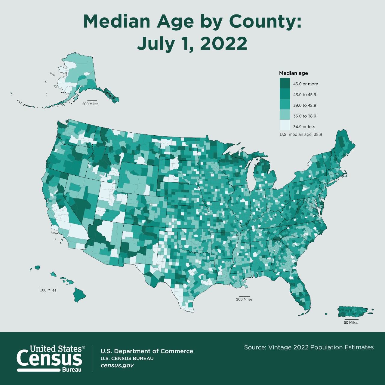 Median Age by County July 1, 2022