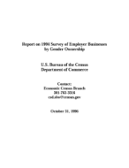 Report on 1994 Survey of Employer Businesses by Gender Ownership 