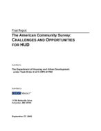 The American Community Survey: Challenges and Opportunities for HUD 