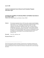 Evaluating the Feasibility of Conducting Mailout and Mailback Operations in Puerto Rico in 2003