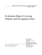 Evaluation Report Covering Industry and Occupation 
