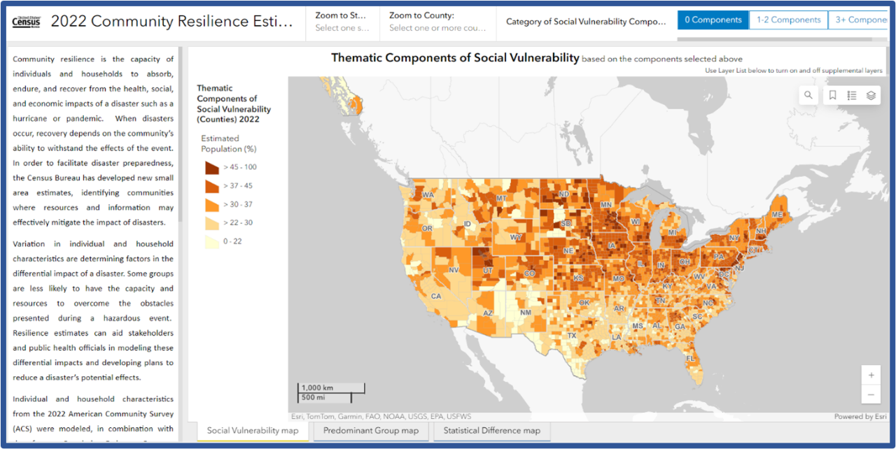 Screenshot: Community Resilience Estimates tool on Census.gov