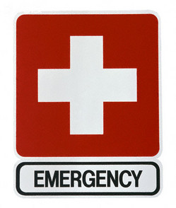 Red and White Emergency Sign --- Image by © Lawrence Manning/Corbis