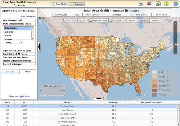 Small Area Health Insurance Estimates: COUNTY MAP for the United States