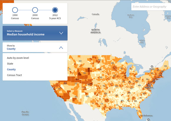 Screenshot of Census Explorer map