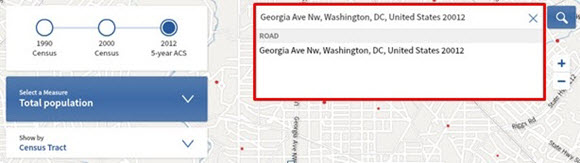 Screenshot of Census Explorer address search bar