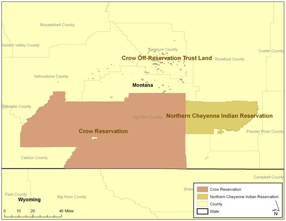 Example of federal American Indian Areas with trust lands