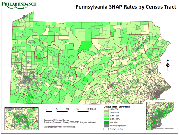 Pennsylvania SNAP Rates by Census Tract