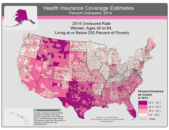 Health Insurance Coverage Estimates: Percent Uninsured: 2014