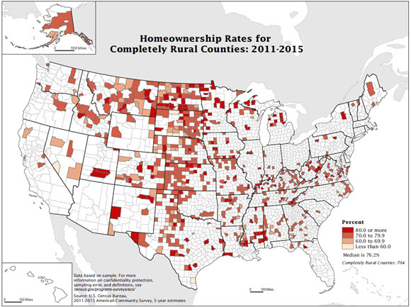 Homeownership Rates for Completely Rural Counties: 2011-2015