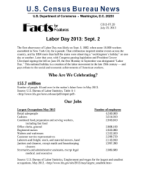 Facts for Features: Labor Day 2013: Sept. 2
