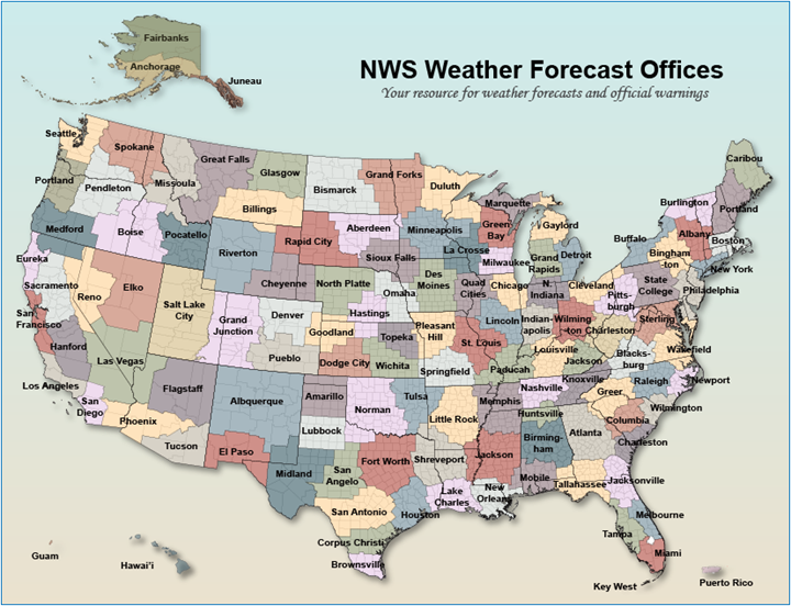 Map: NOAA's National Weather Service (NWS) Weather Forecast Offices (WFOs)
