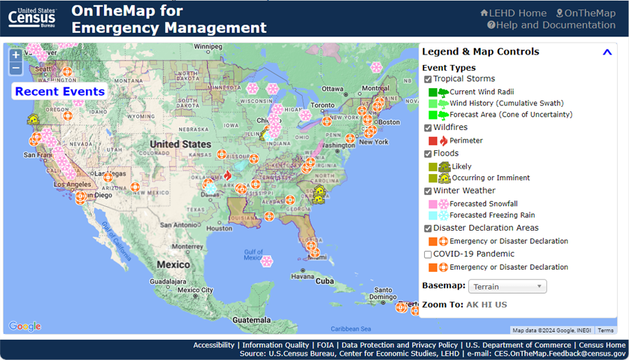 Screenshot of OnTheMap for Emergency Management