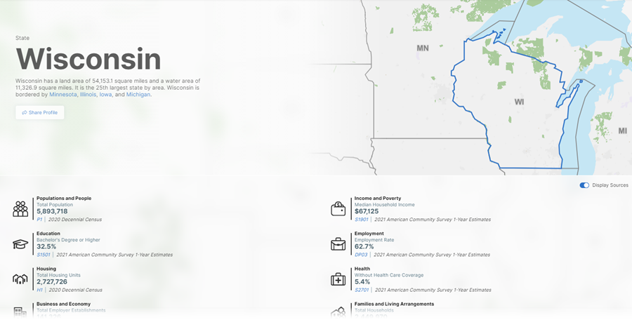 data.census.gov: Wisconsin Profile