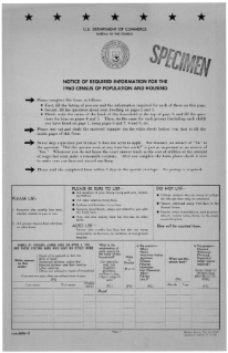1960 Census of Population and Housing Questionnaire