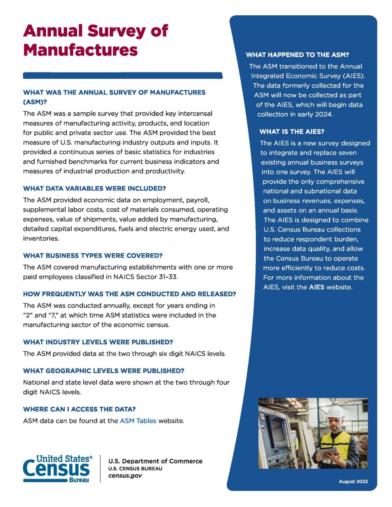Annual Survey of Manufactures Page 1